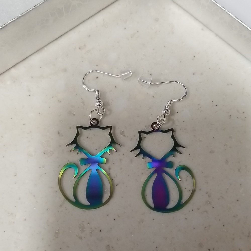 Handmade Colorful Cat Earrings